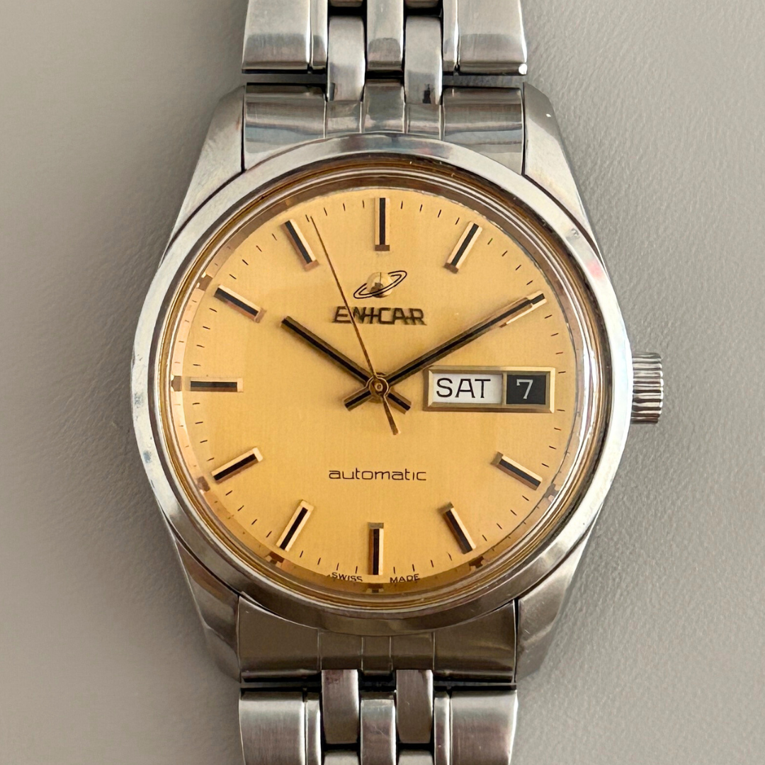 Vintage Enicar Ocean Pearl AR2168 Automatic Day-Date 25 Jewels Swiss Made 35.4mm archive photo 1