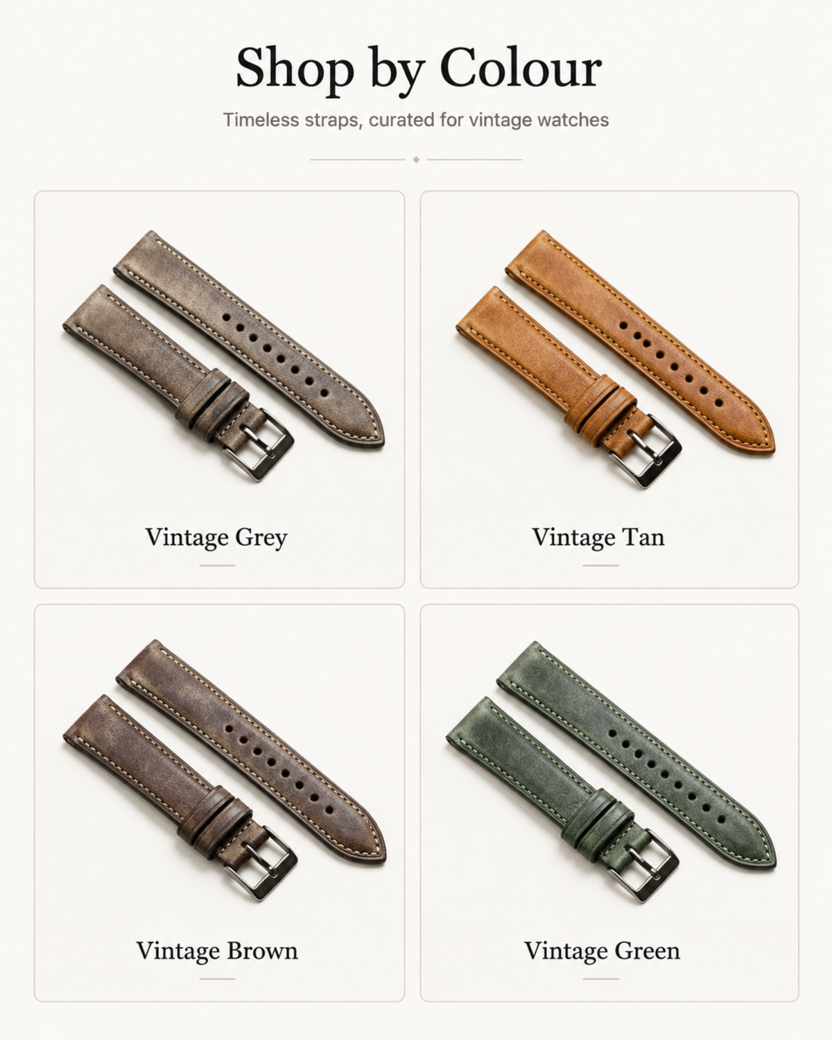 Vintage Waxed Cowhide Leather Watch Strap 18 19 20 21 22mm