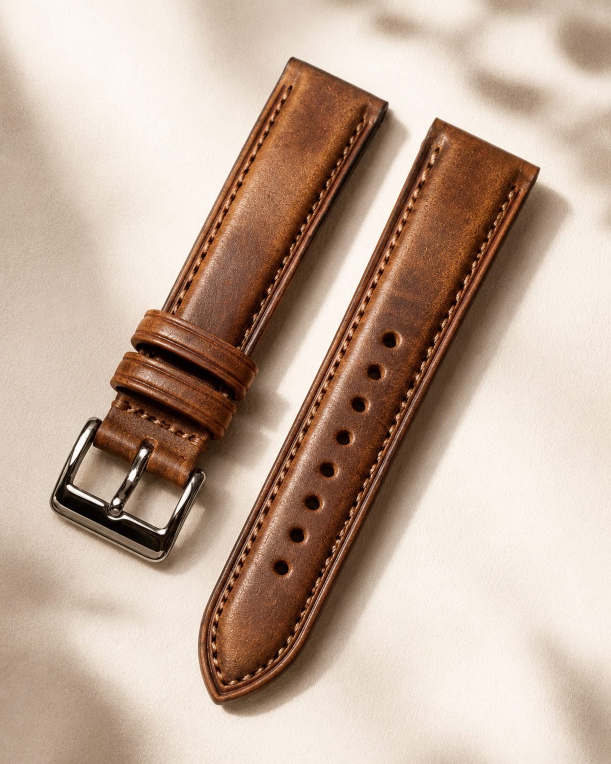 Vintage Waxed Cowhide Leather Watch Strap 18 19 20 21 22mm