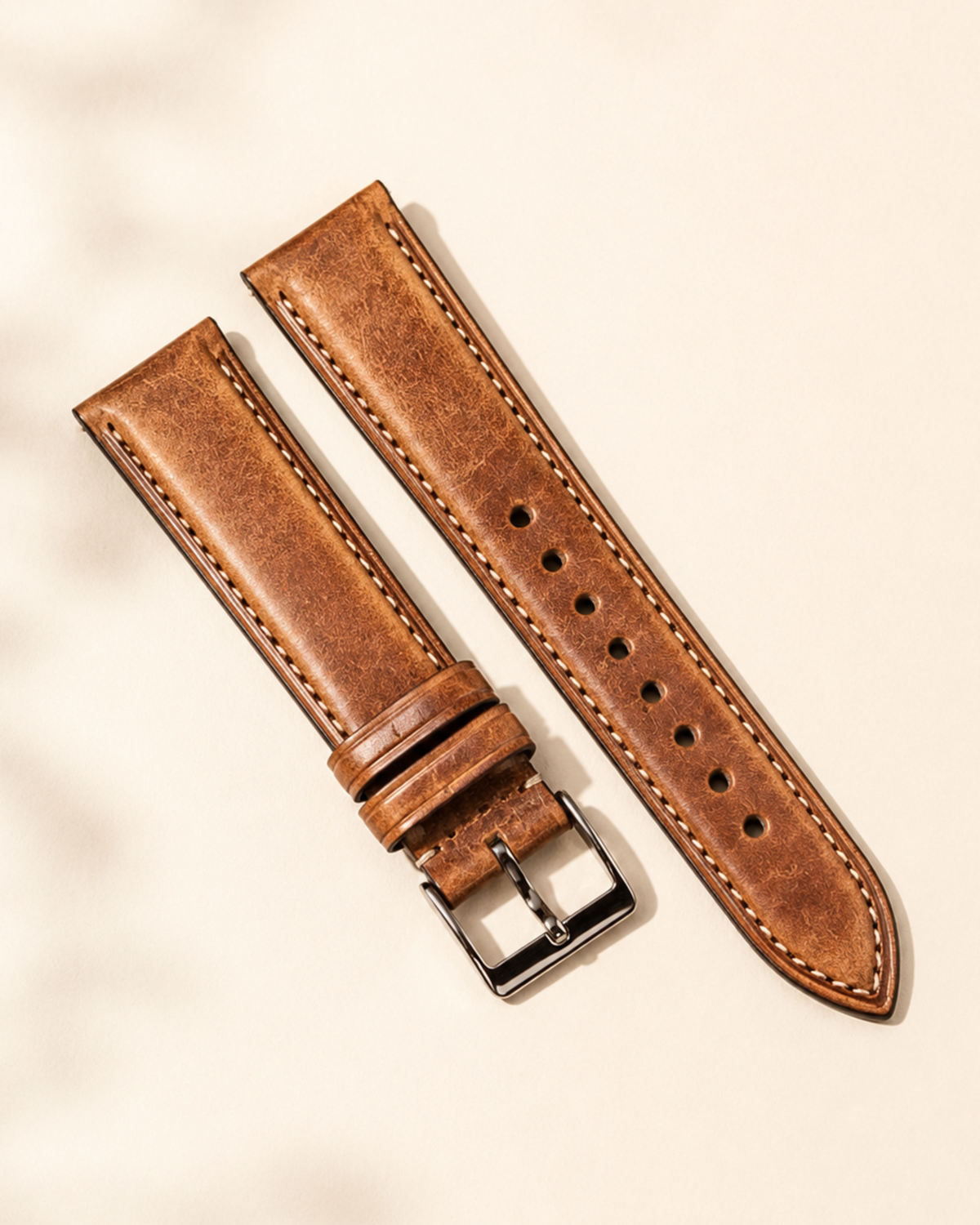 Vintage Waxed Cowhide Leather Watch Strap 18 19 20 21 22mm