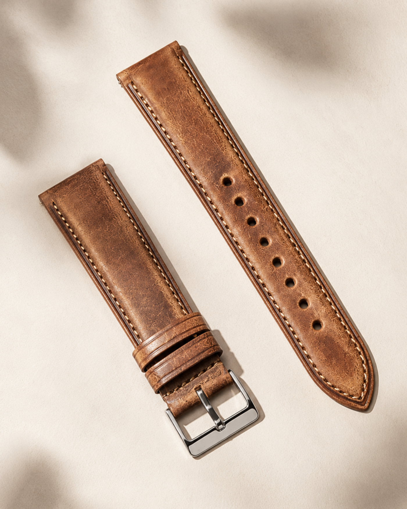 Vintage Waxed Cowhide Leather Watch Strap 18 19 20 21 22mm