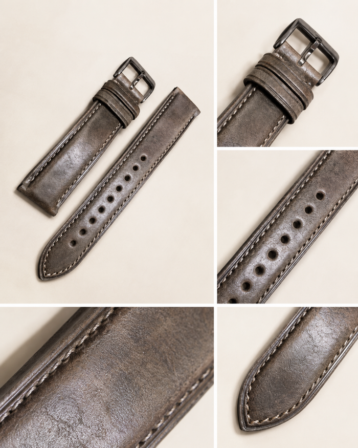 Vintage Waxed Cowhide Leather Watch Strap 18 19 20 21 22mm