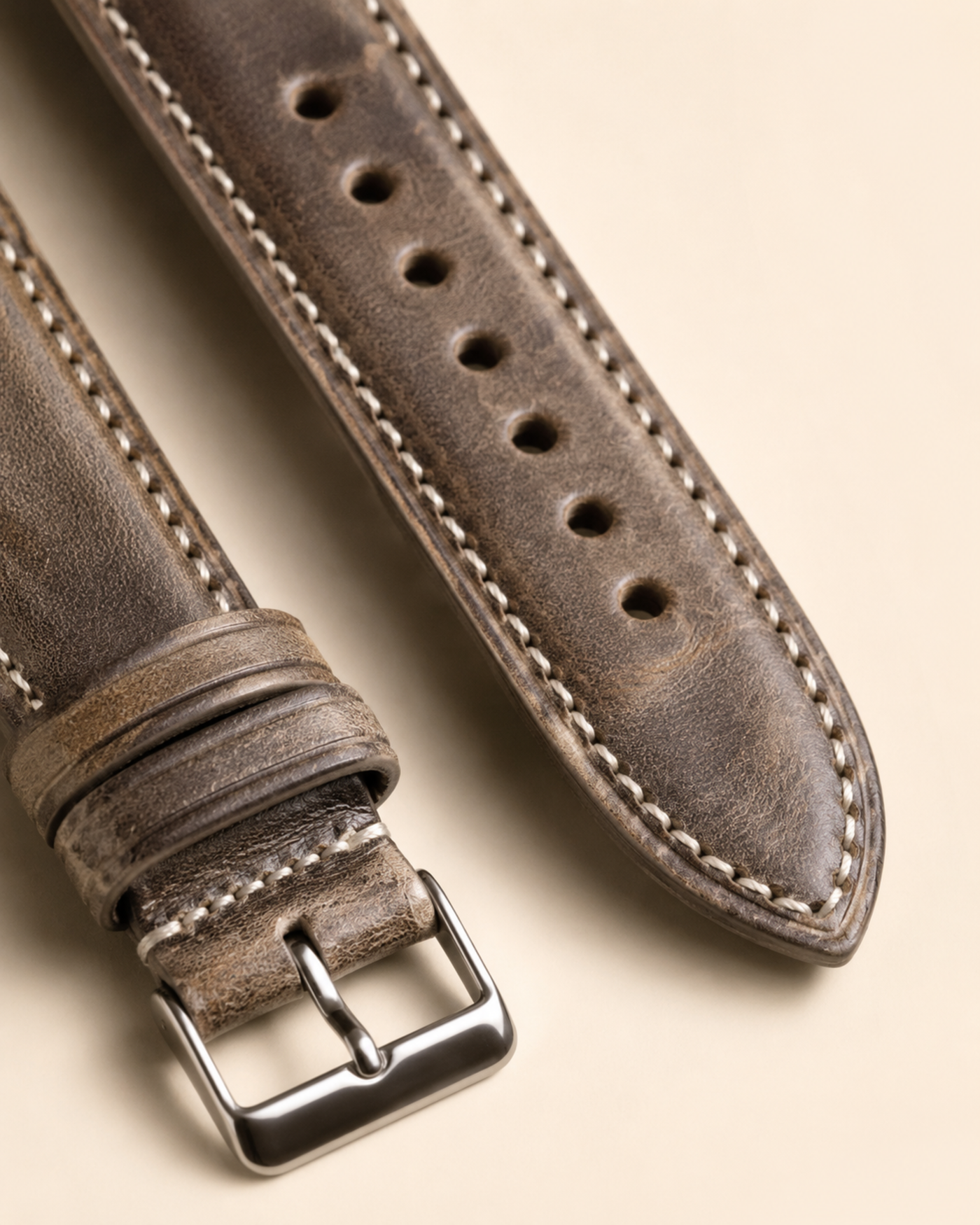 Vintage Waxed Cowhide Leather Watch Strap 18 19 20 21 22mm