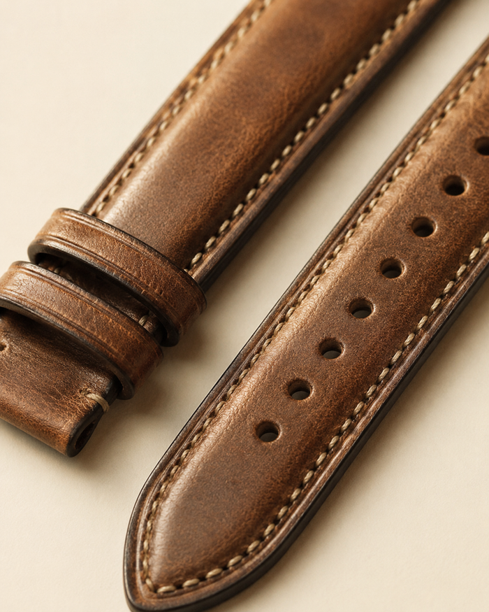Vintage Waxed Cowhide Leather Watch Strap 18 19 20 21 22mm