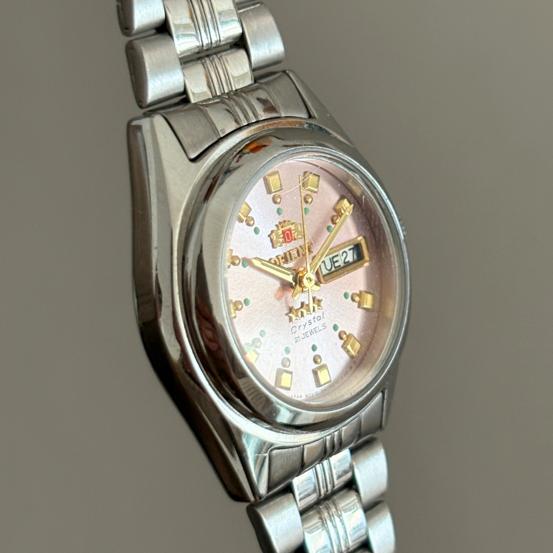 Mint Vintage Orient Three Star Pink Dial 21 Jewels Automatic Women’s Watch Japan archive photo 3