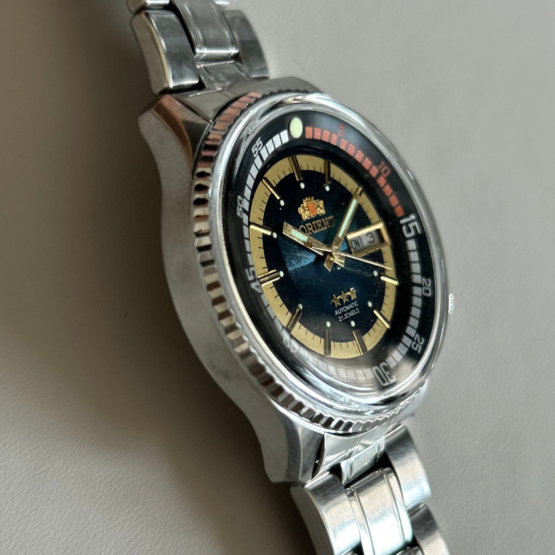 Vintage Orient 3 Star Day-Date Automatic 21J Cal. 46941 Ref 469620B-7G PT 42.2mm archive photo 4