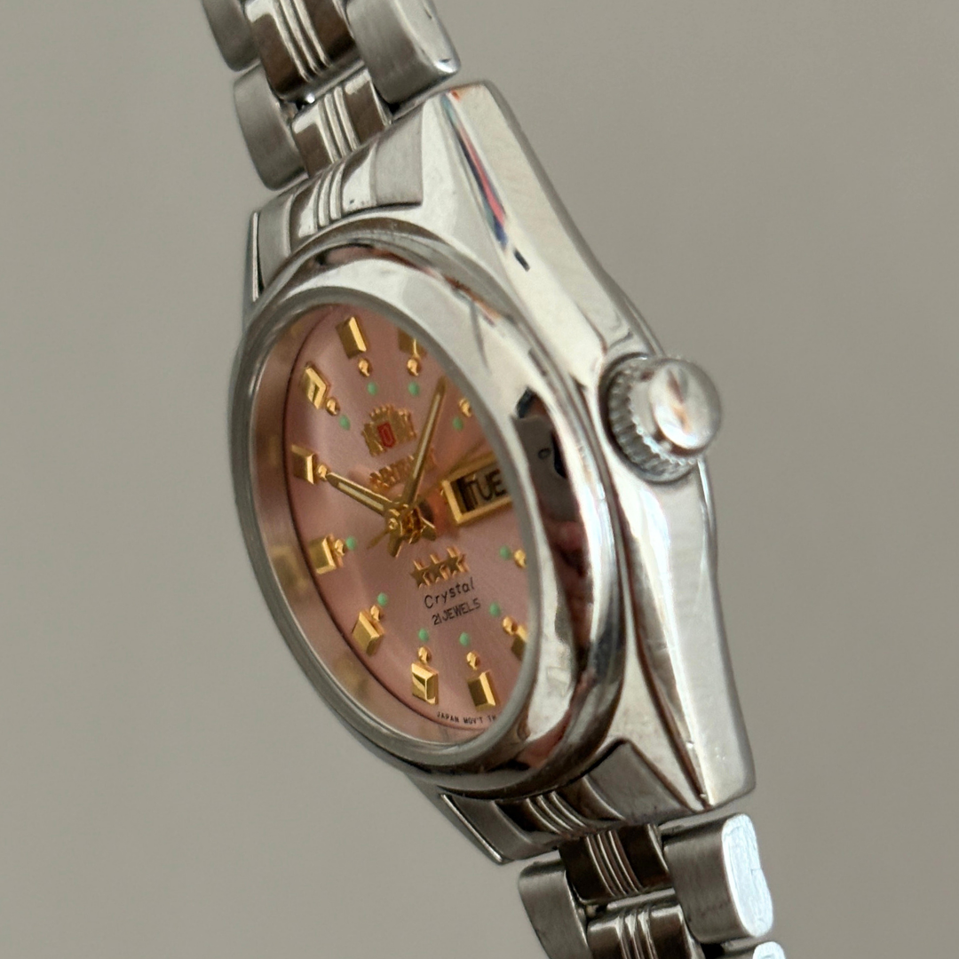 Mint Vintage Orient Three Star Pink Dial 21 Jewels Automatic Women’s Watch Japan archive photo 4
