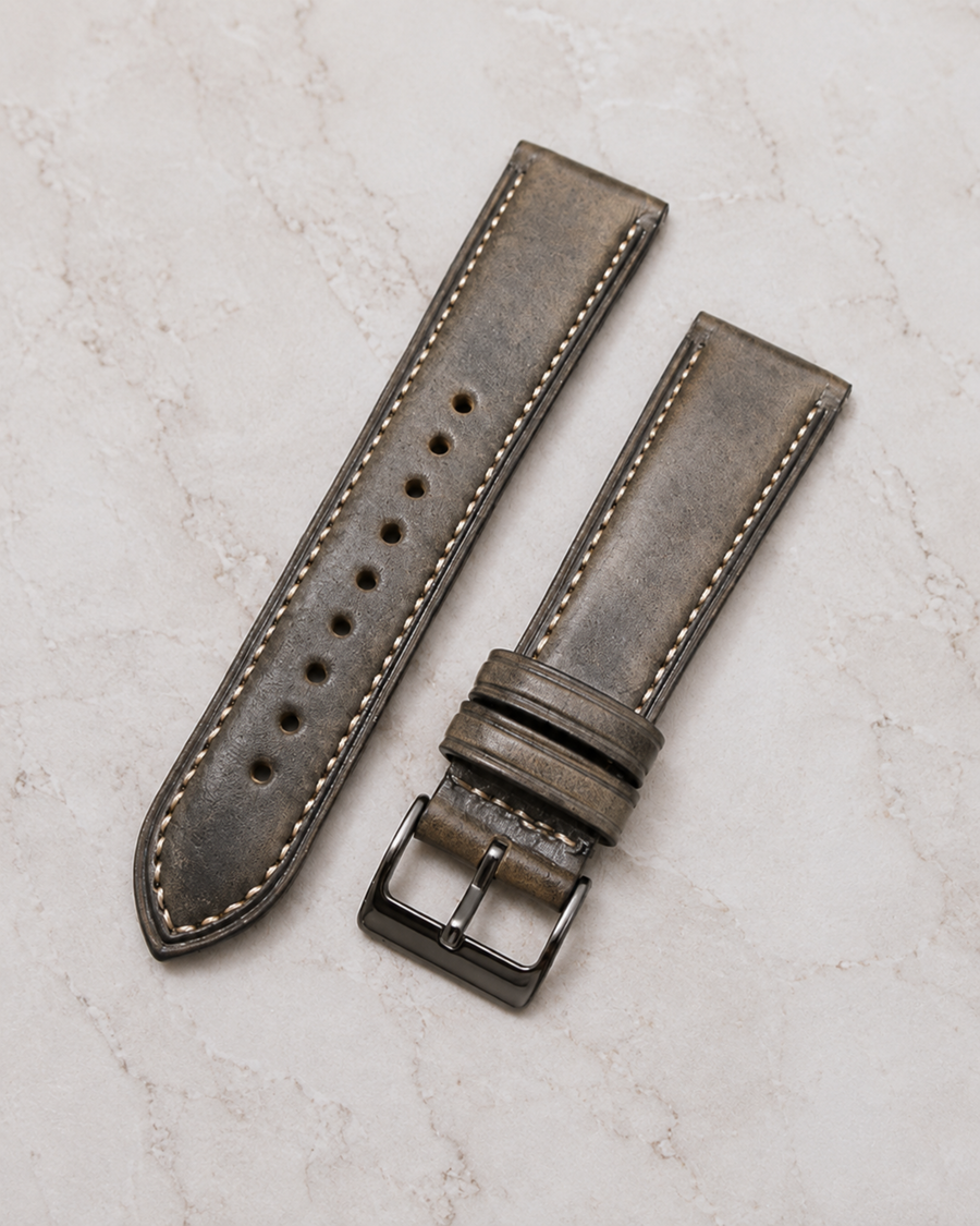 Vintage Waxed Cowhide Leather Watch Strap 18 19 20 21 22mm