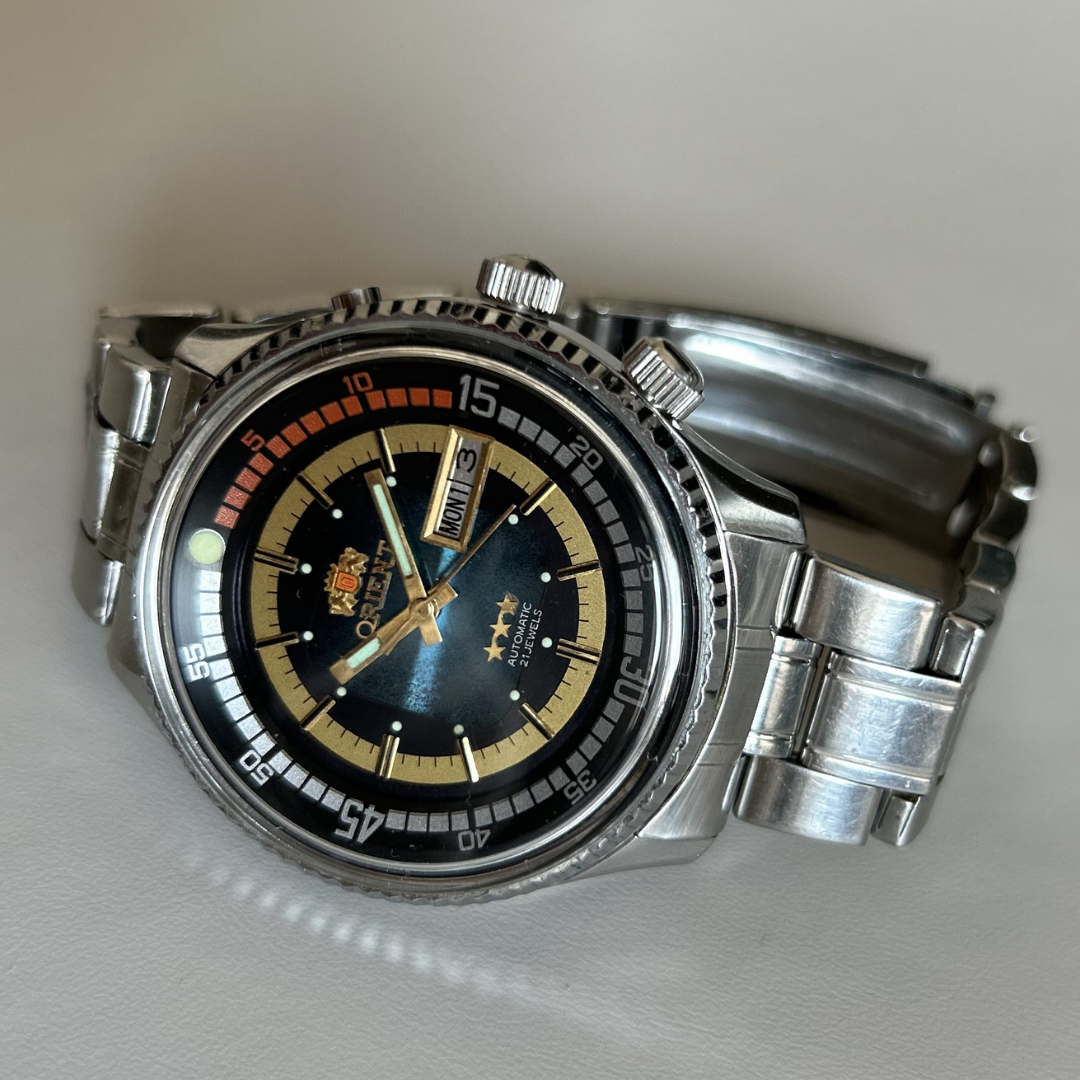 Vintage Orient 3 Star Day-Date Automatic 21J Cal. 46941 Ref 469620B-7G PT 42.2mm archive photo 5
