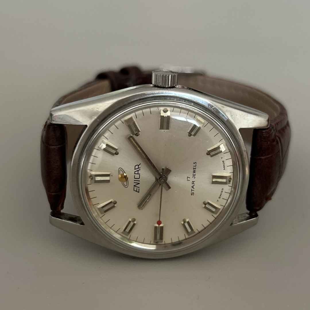 Vintage ENICAR AR-160 1970s Swiss Manual Wind 36mm – Runs archive photo 5