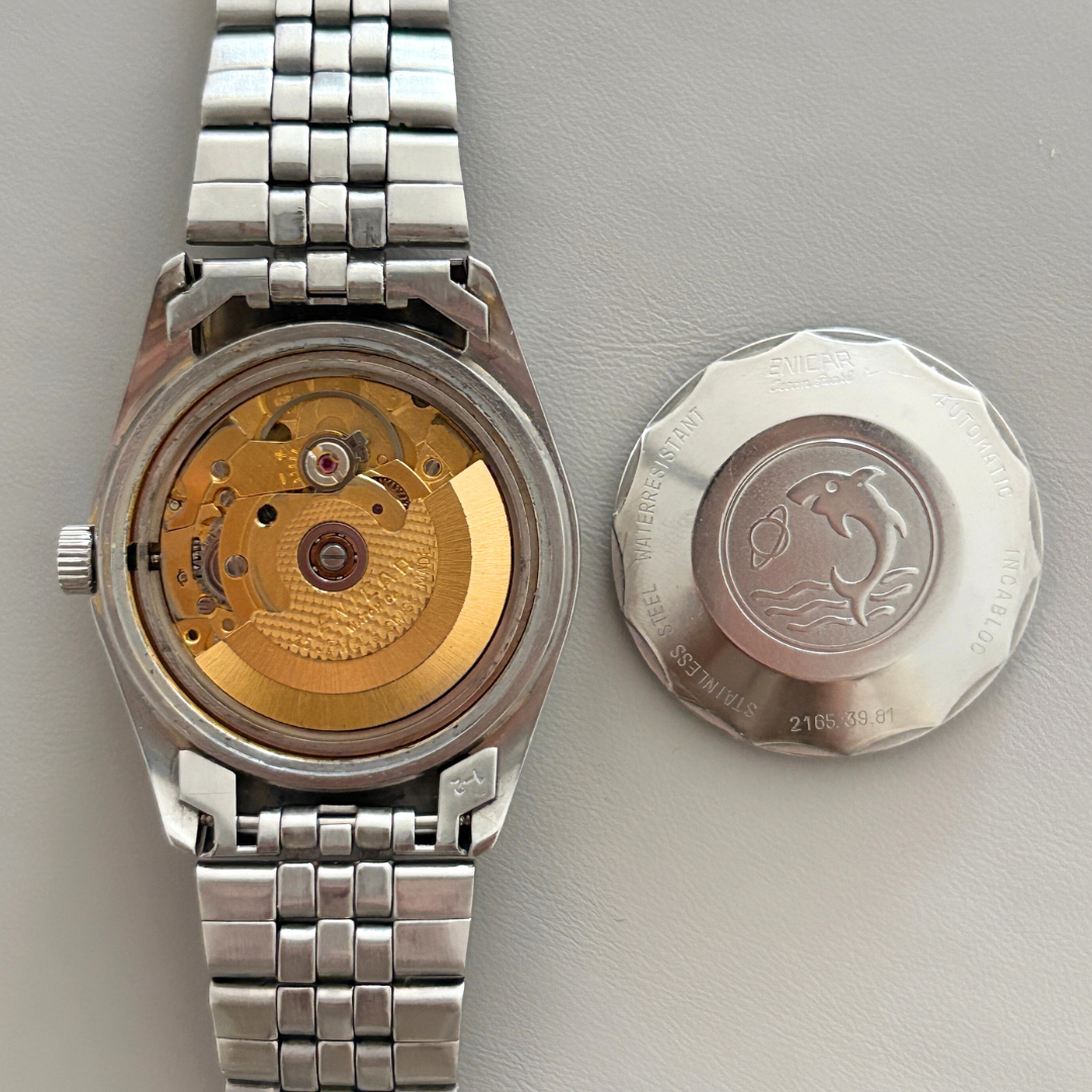Vintage Enicar Ocean Pearl AR2168 Automatic Day-Date 25 Jewels Swiss Made 35.4mm archive photo 6