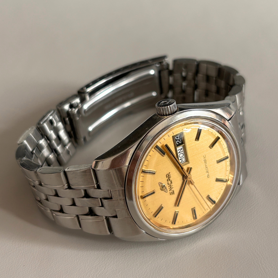 Vintage Enicar Ocean Pearl AR2168 Automatic Day-Date 25 Jewels Swiss Made 35.4mm archive photo 8