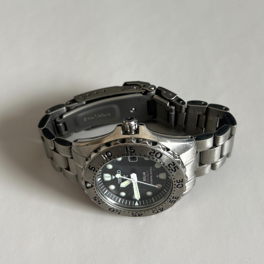 Vintage Seiko Prospex V147-0AG0 Solar Titanium Diver 200m with Box & Papers archive photo 9