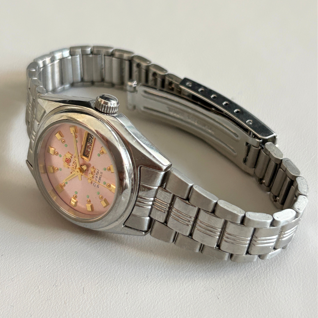 Mint Vintage Orient Three Star Pink Dial 21 Jewels Automatic Women’s Watch Japan archive photo 9