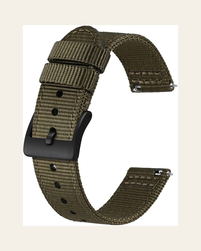 BISONSTRAP Army Green Two-Piece Nylon Strap — 20mm