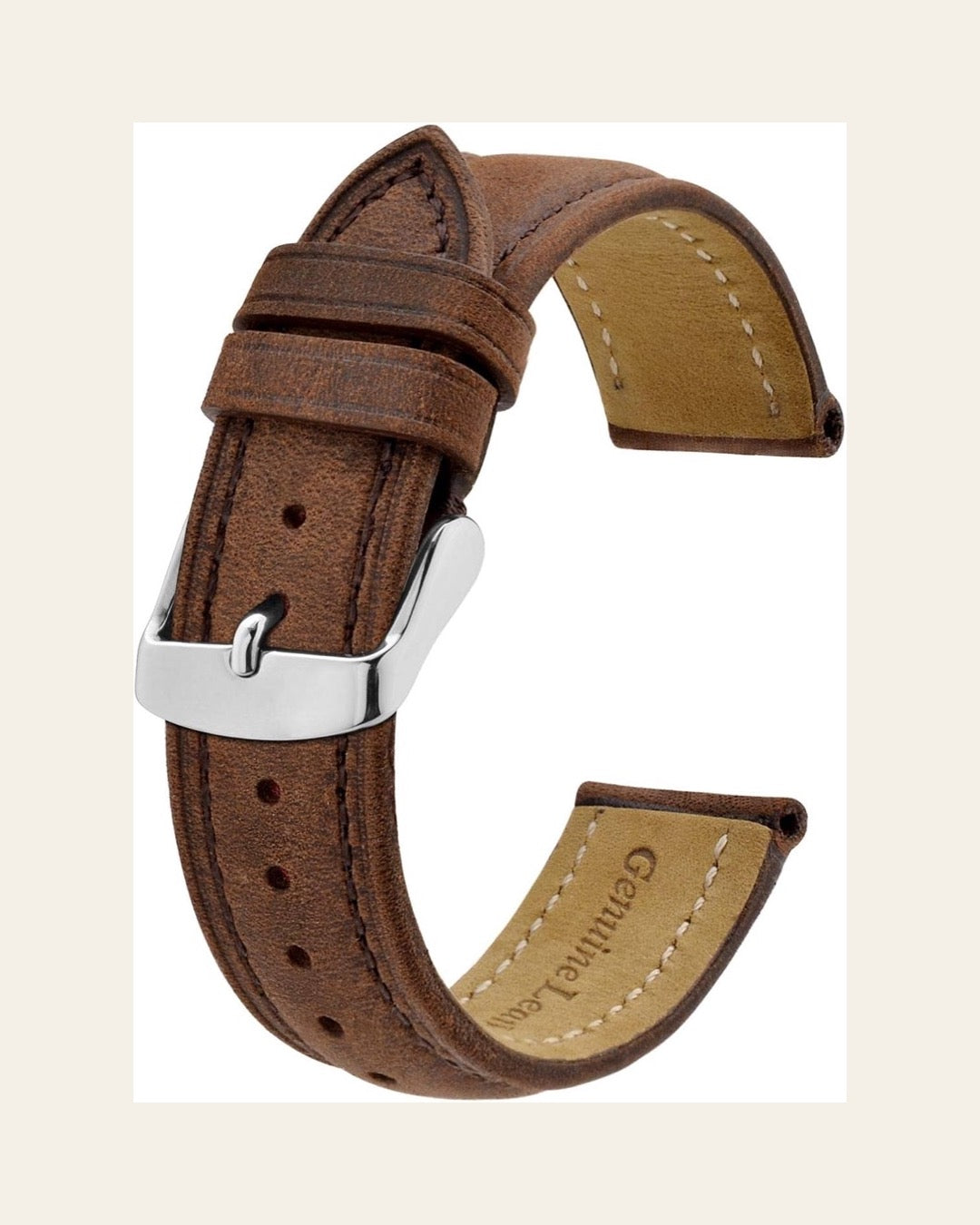 BISONSTRAP Brown Vintage Leather Watch Strap — 19mm