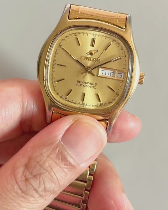 Enicar Ocean Pearl TV Case automatic vintage watch video