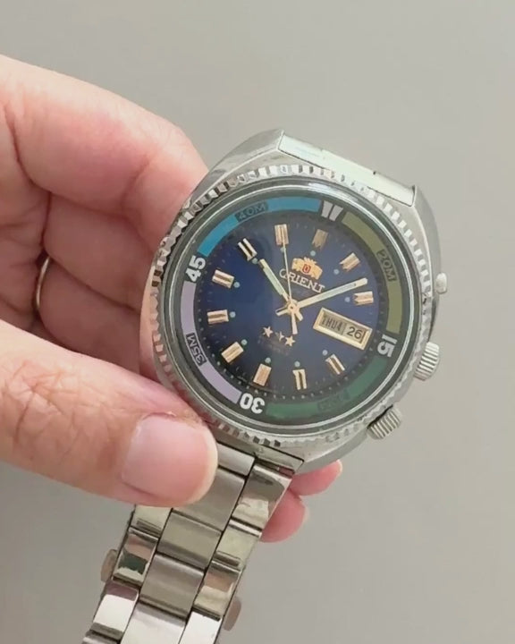 Orient Crystal 3 Star Blue Dial automatic vintage watch video