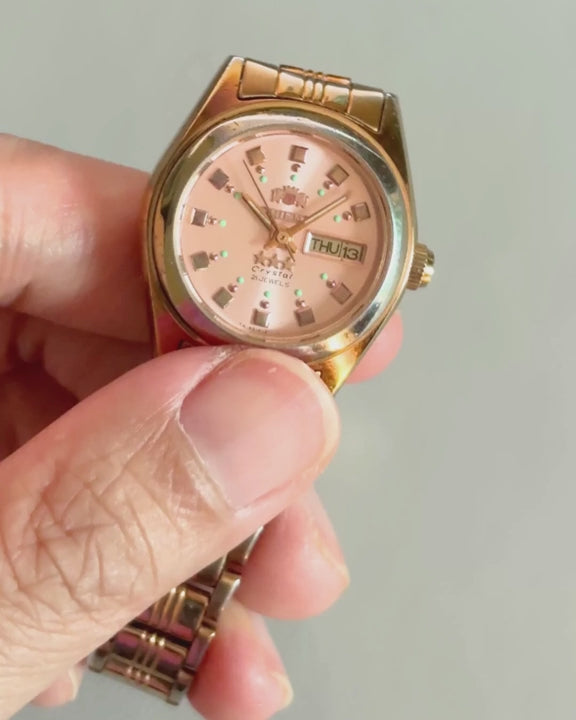 Orient Three Star Pink Dial automatic vintage watch video