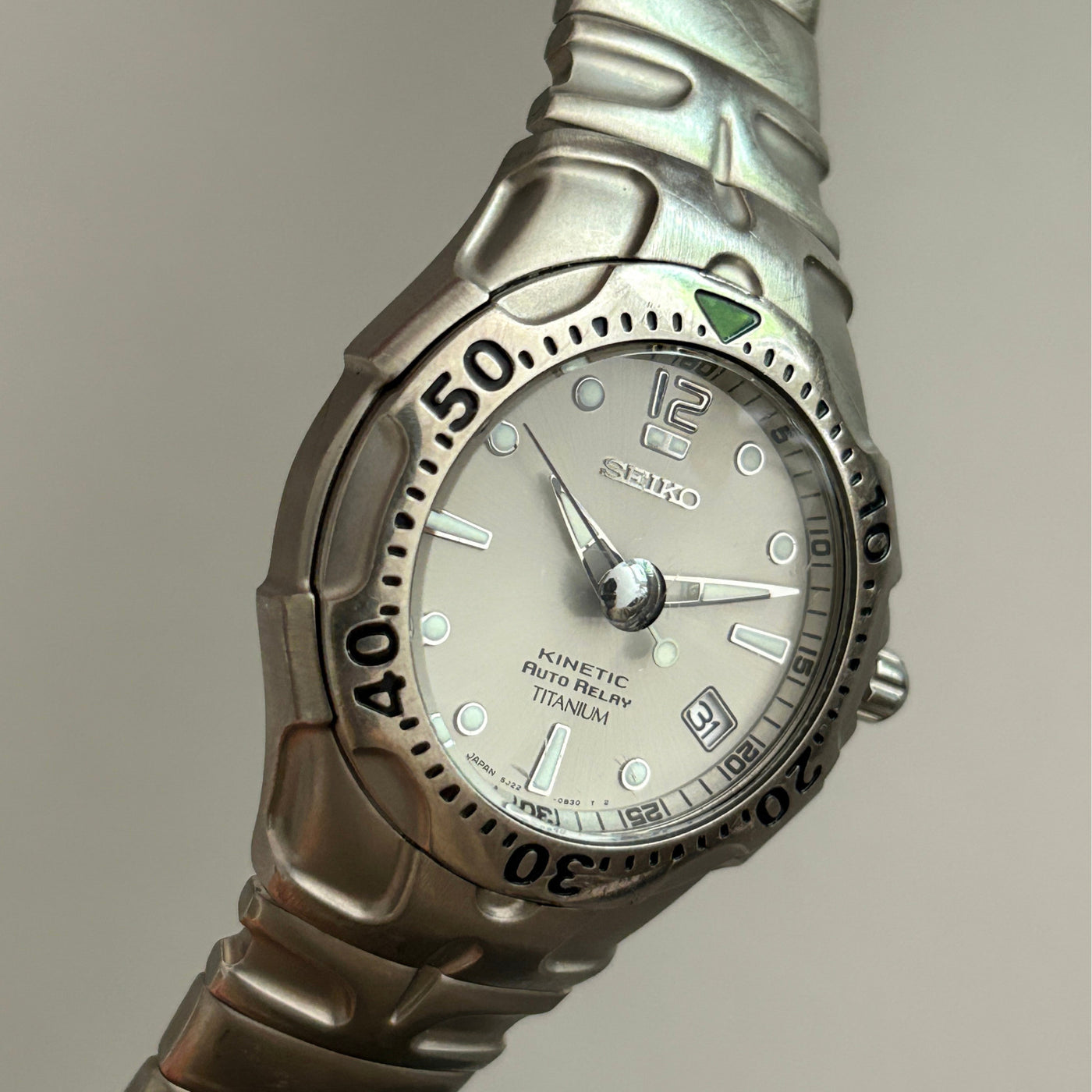 Seiko Kinetic Auto Relay 5J22-0B80 Titanium Men’s Watch 13J Japan image 3
