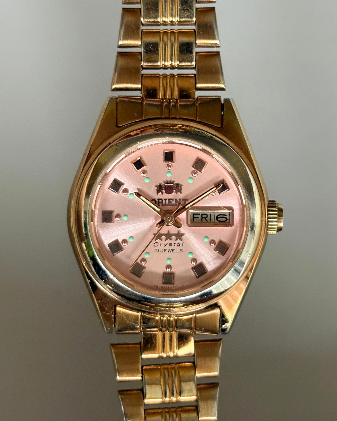 Orient Three Star Pink Dial 21J Automatic Vintage Women’s Watch Japan image 1
