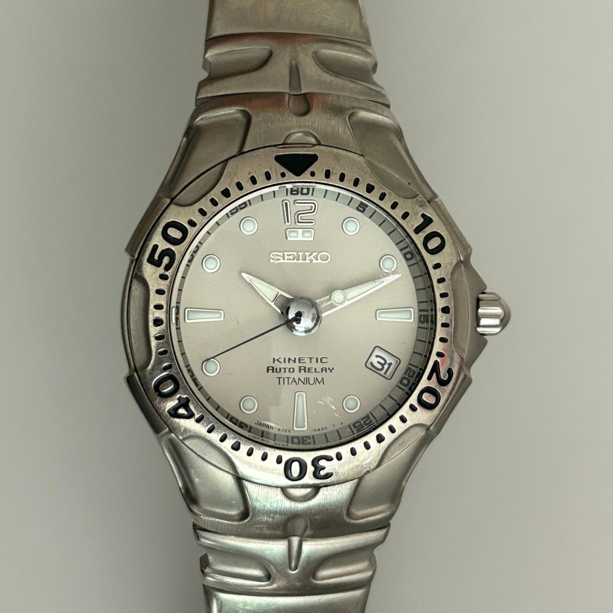 Seiko Kinetic Auto Relay 5J22-0B80 Titanium Men’s Watch 13J Japan image 2