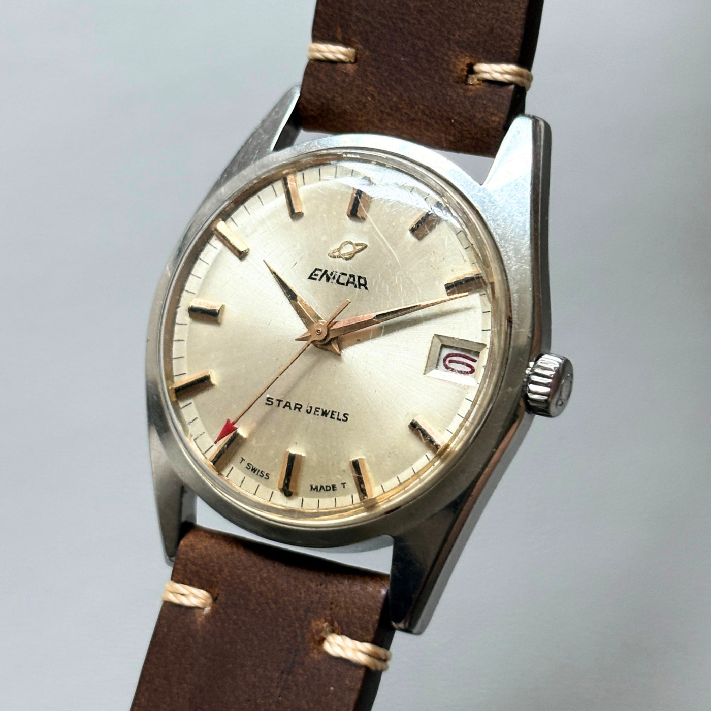 Enicar Ocean Pearl AR1141 Date 17J Manual Wind Men’s Watch Swiss image 8