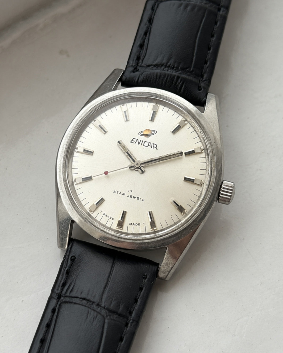 Enicar Star Jewels AR160 White Dial 17J Hand-Wind Men’s Watch Swiss image 1