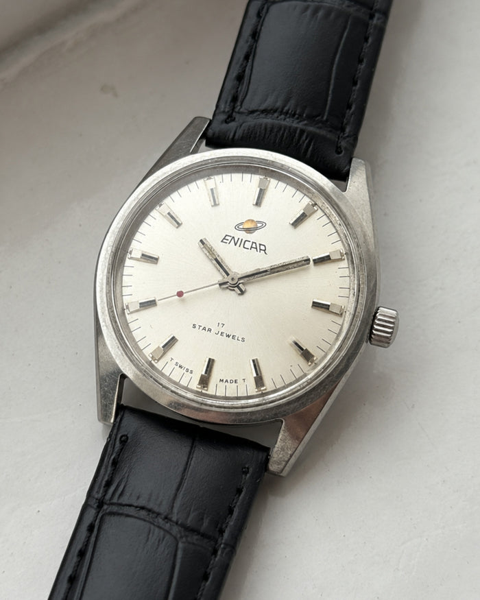 Enicar Star Jewels AR160 White Dial 17J Hand-Wind Men’s Watch Swiss image 1
