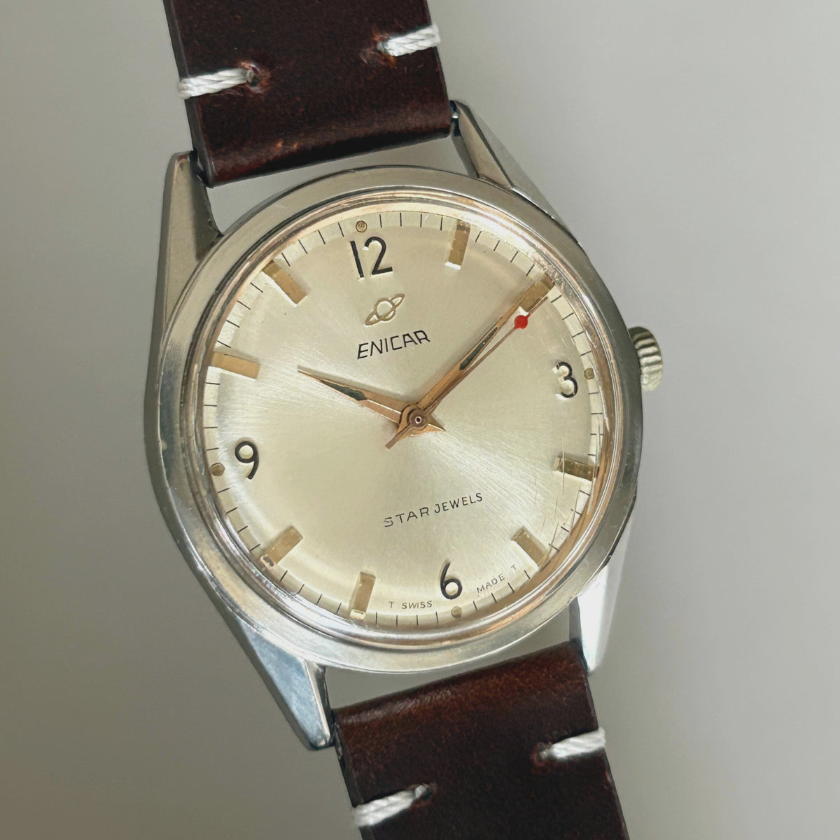 Vintage Enicar Ocean Pearl AR1140 17 Jewels Manual Wind Men’s Watch Swiss archive image 2