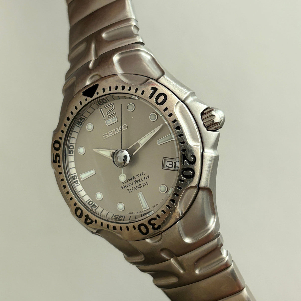 Seiko Kinetic Auto Relay 5J22-0B80 Titanium Men’s Watch 13J Japan image 4