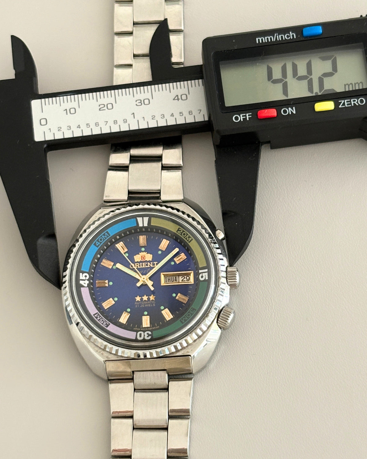 Orient Crystal 3 Star Blue Dial 21J Automatic Day Date Men’s Watch image 9