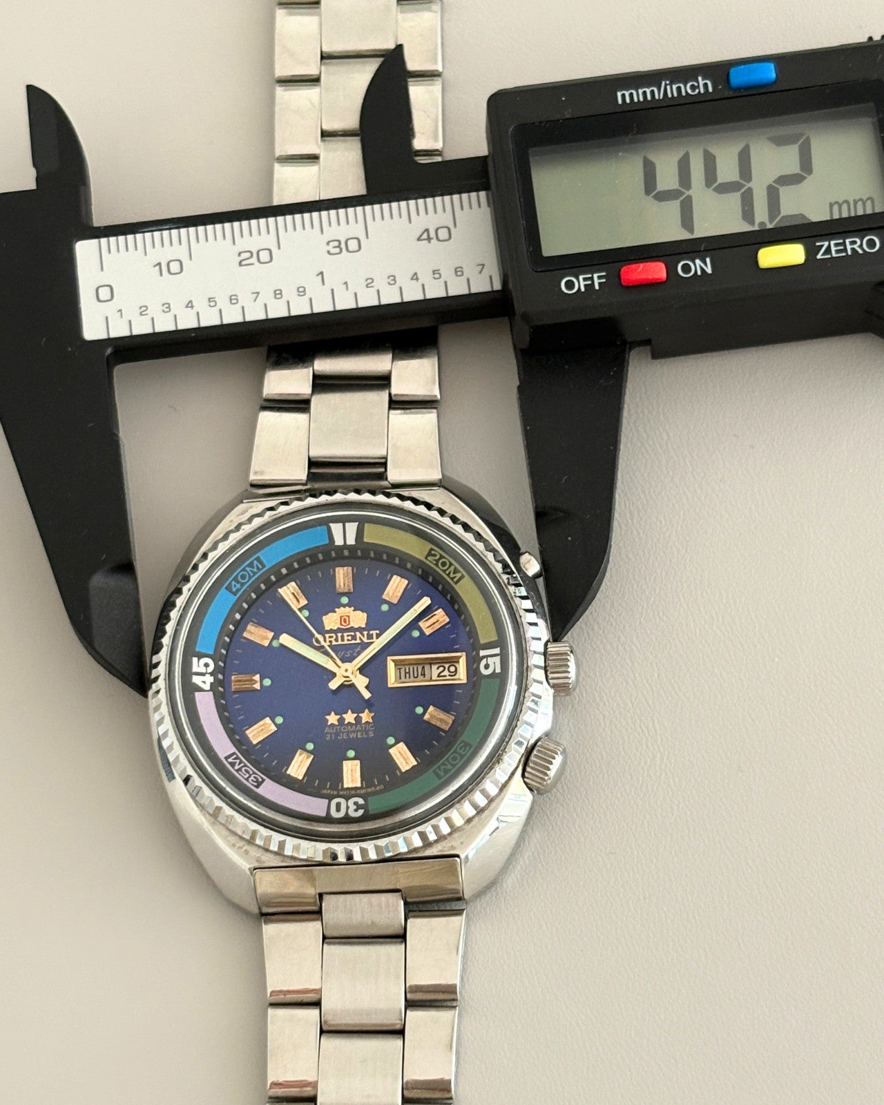 Orient Crystal 3 Star Blue Dial 21J Automatic Day Date Men’s Watch image 9