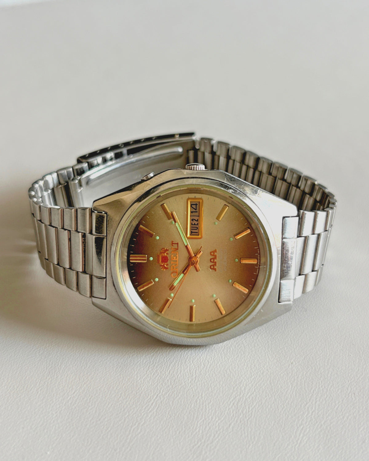Orient AAA Crystal Golden Dial 21J Automatic Vintage Watch 1970s image 12