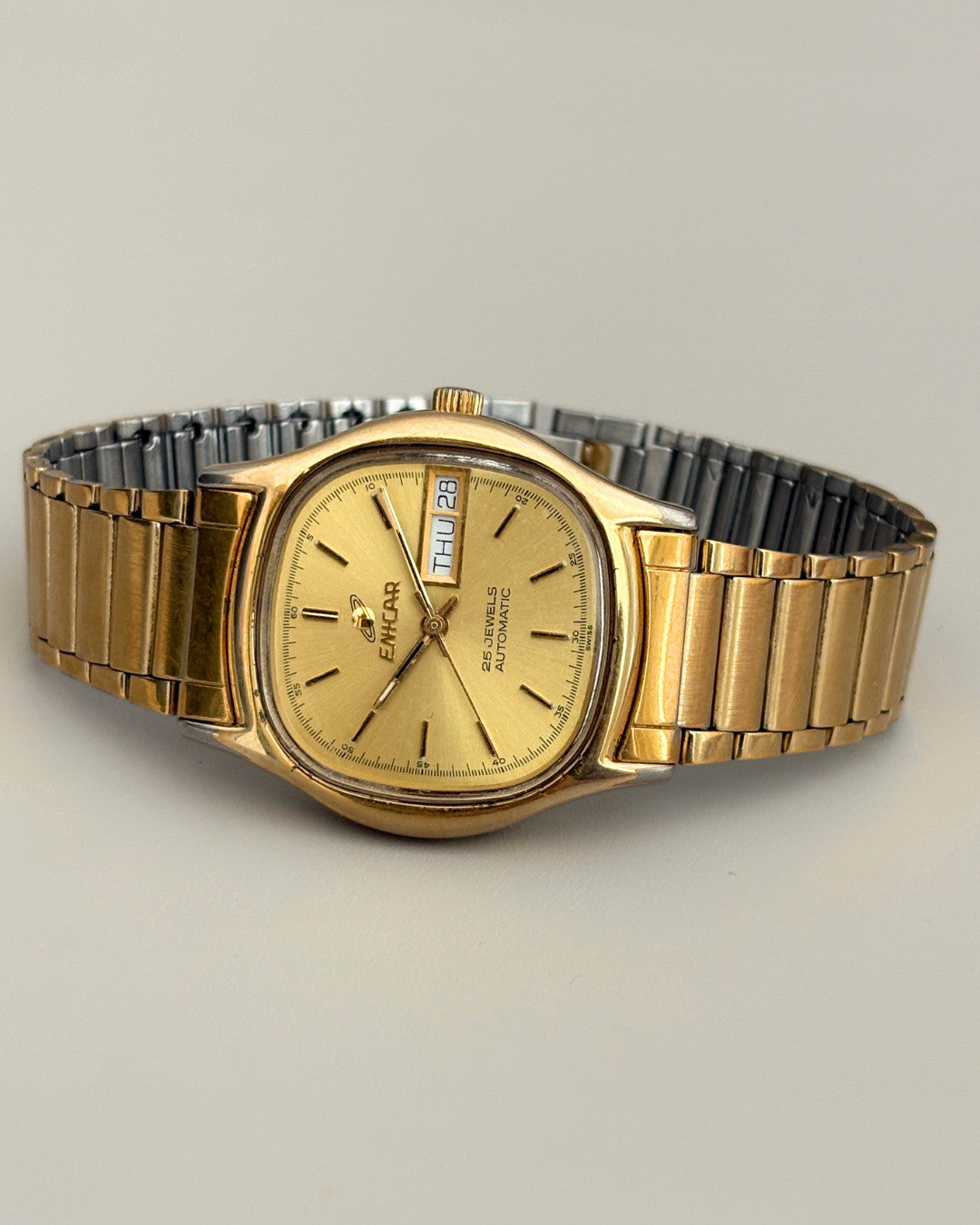 Enicar Ocean Pearl TV Case Day Date 25J Automatic Men’s Watch 1970s Swiss image 16