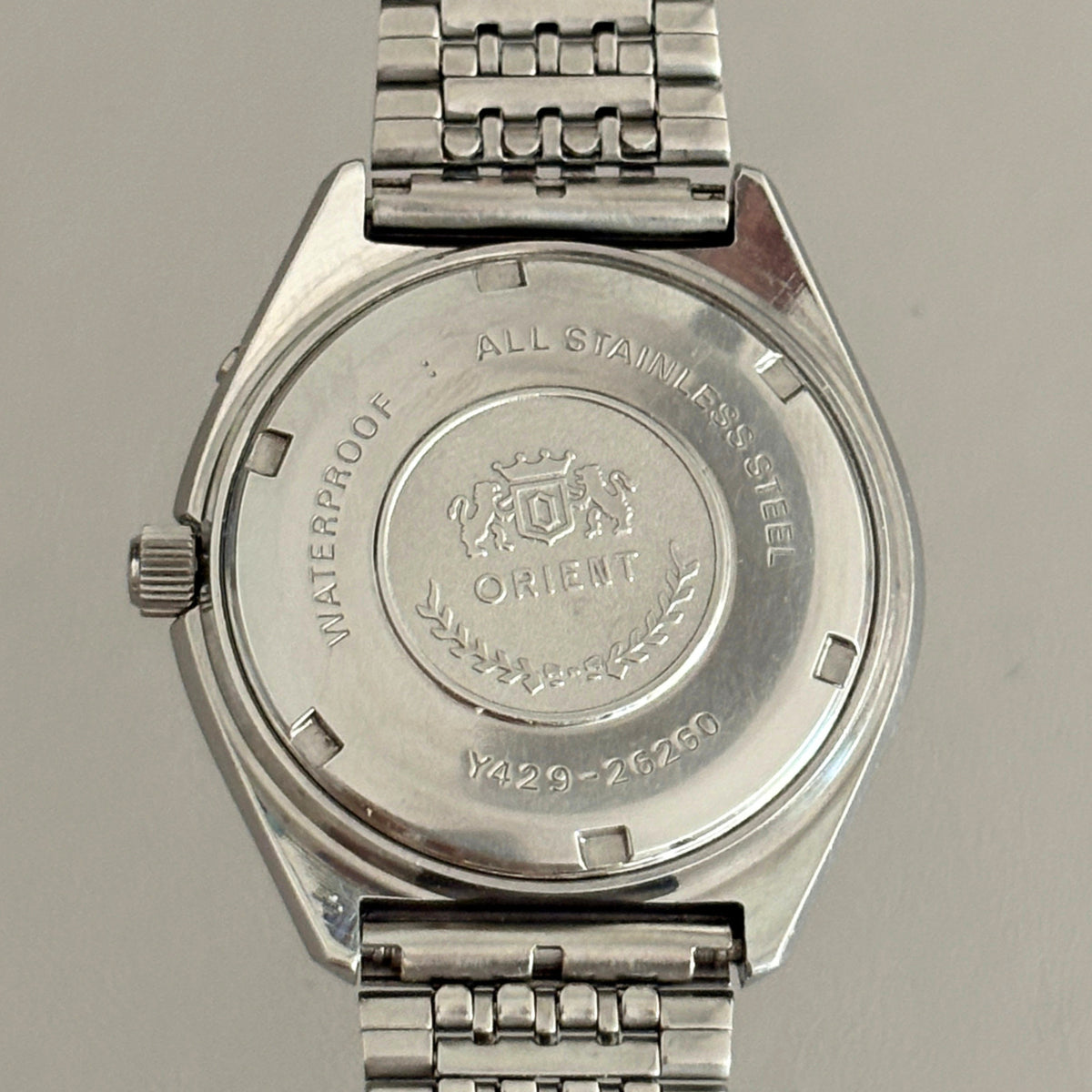Rare 1970s Orient Y429-26260 23J Automatic Green MOP Dial Vintage Men's Watch archive image 4