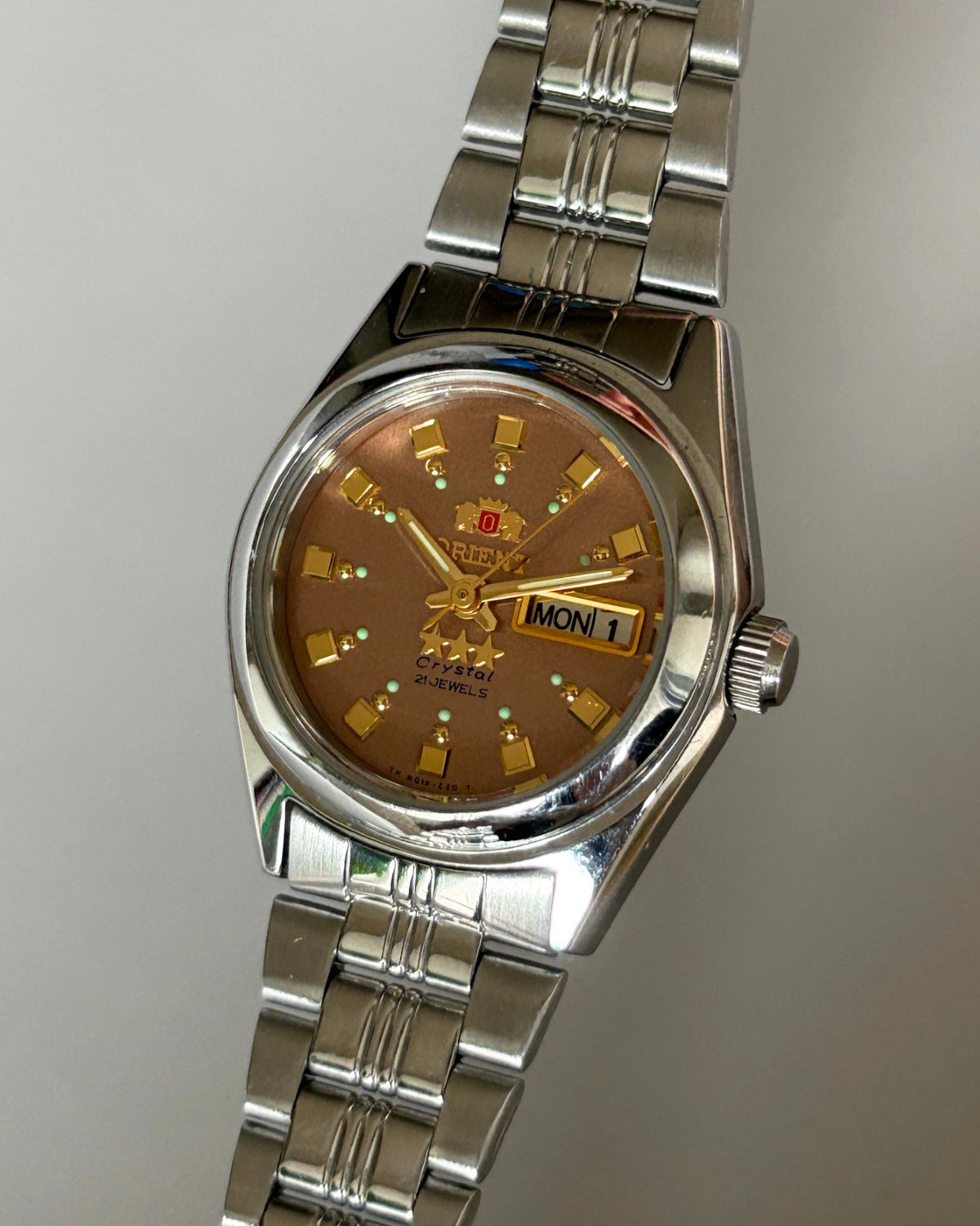 Orient Three Star Brown Dial 21J Automatic Vintage Watch Japan image 6