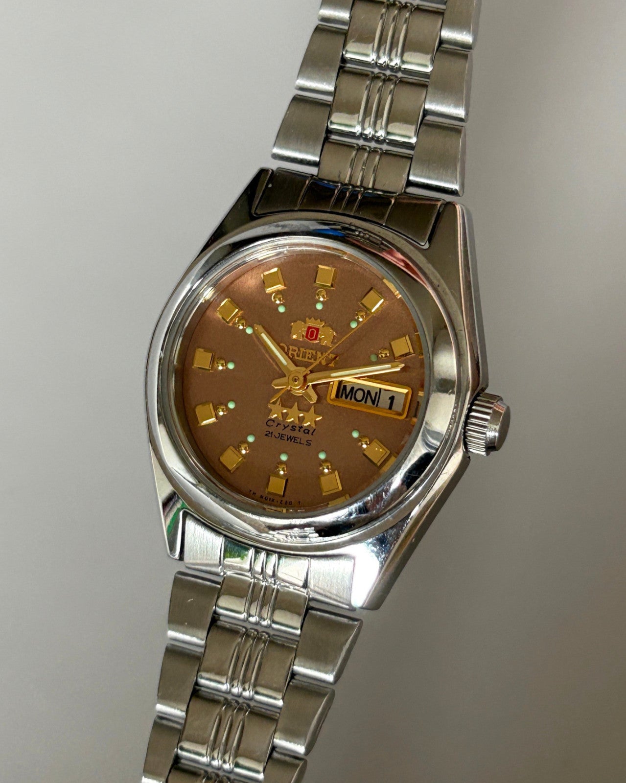 Orient Three Star Brown Dial 21J Automatic Vintage Watch Japan image 6