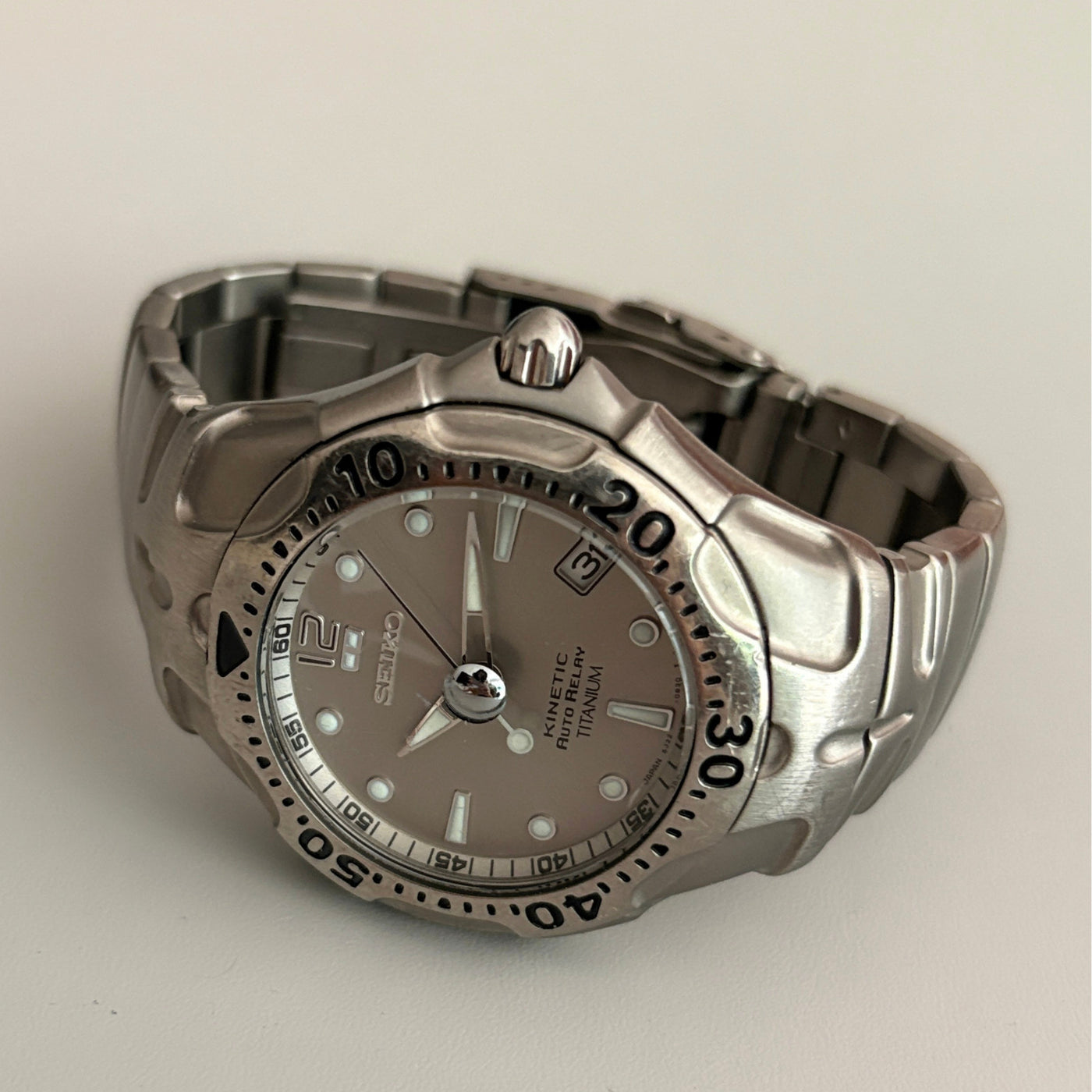 Seiko Kinetic Auto Relay 5J22-0B80 Titanium Men’s Watch 13J Japan image 11