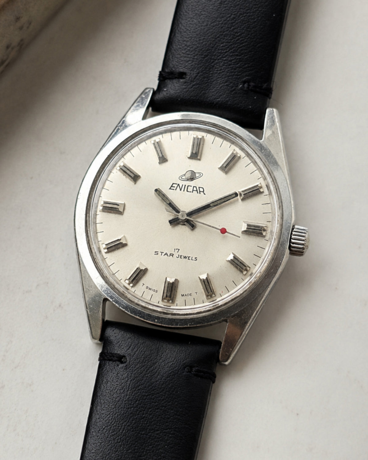 Enicar Ocean Pearl AR160 White Dial 17J Hand-Wind Men’s Watch Swiss image 1