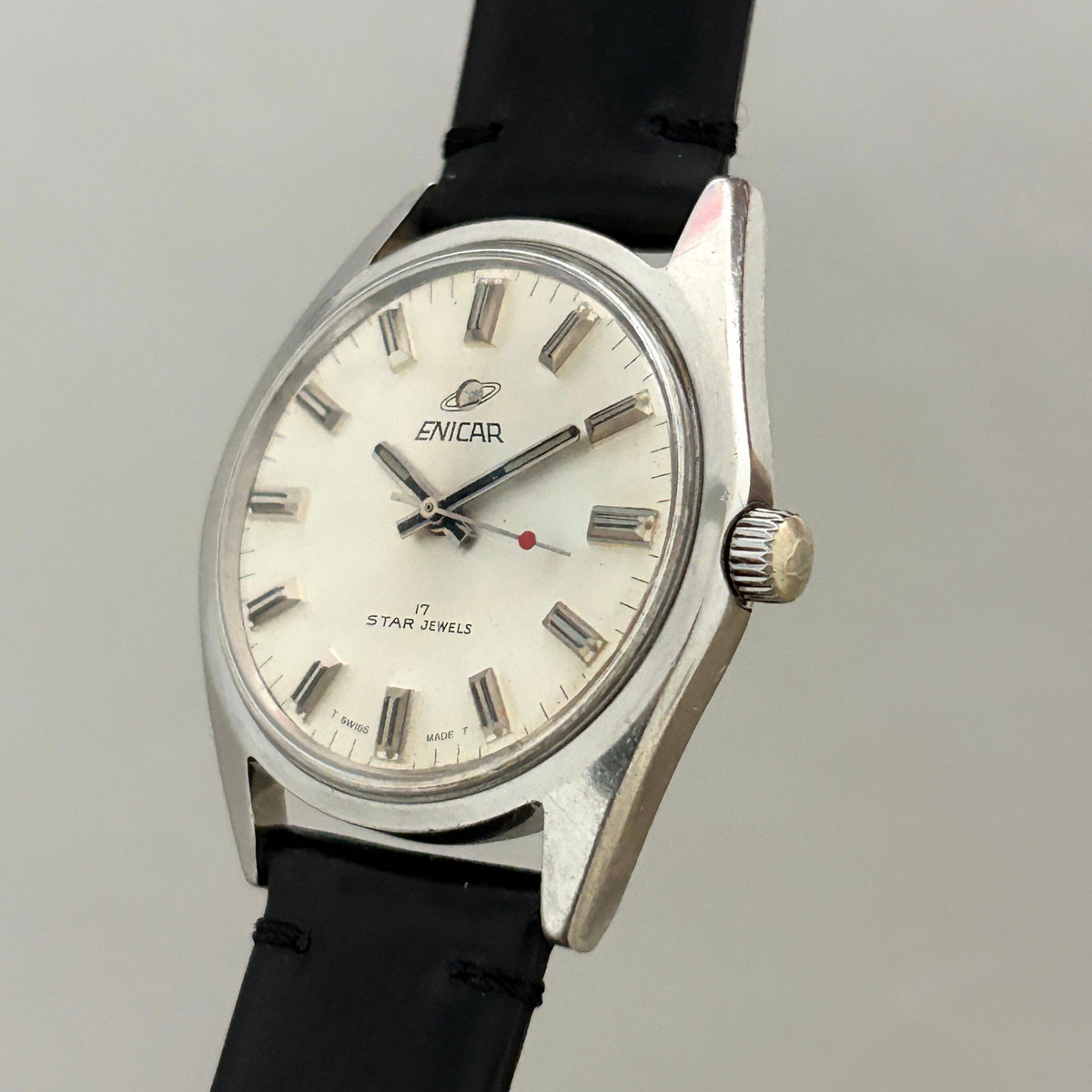 Vintage Enicar Ocean Pearl AR160 17 Jewels Hand-Wind White Dial Men’s Watch archive image 3