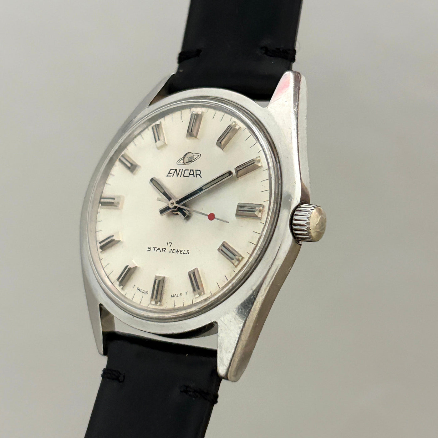 Vintage Enicar Ocean Pearl AR160 17 Jewels Hand-Wind White Dial Men’s Watch archive image 3