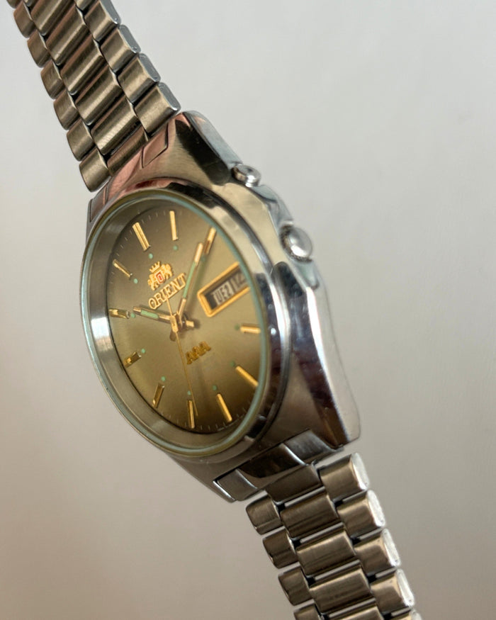 Orient AAA Crystal Golden Dial 21J Automatic Vintage Watch 1970s image 6
