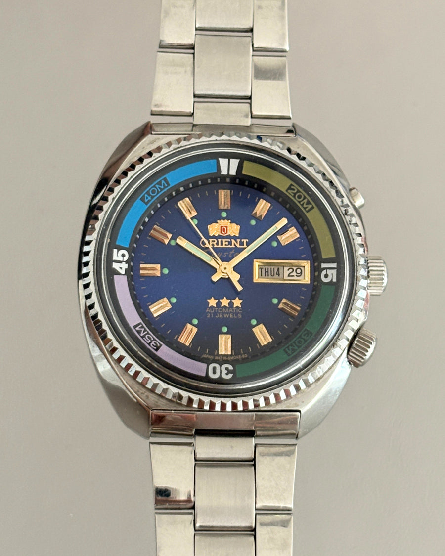 Orient Crystal 3 Star Blue Dial 21J Automatic Day Date Men’s Watch