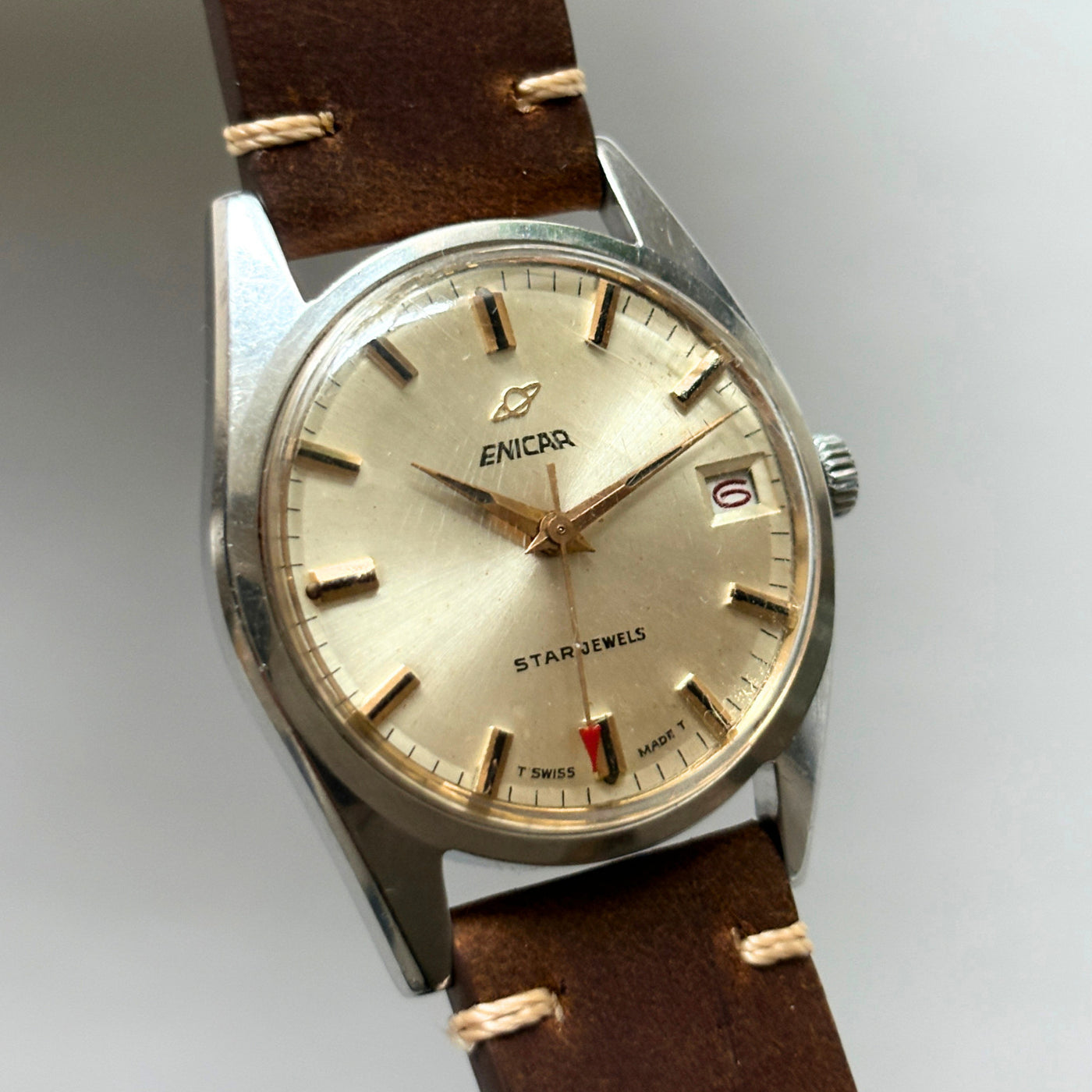 Enicar Ocean Pearl AR1141 Date 17J Manual Wind Men’s Watch Swiss image 5
