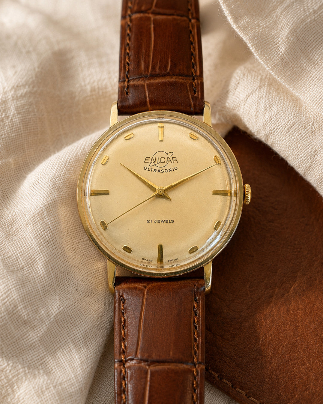 Enicar Ultrasonic Gold Plated 21J Hand-Wind Men’s Watch 1960s Swiss image 12