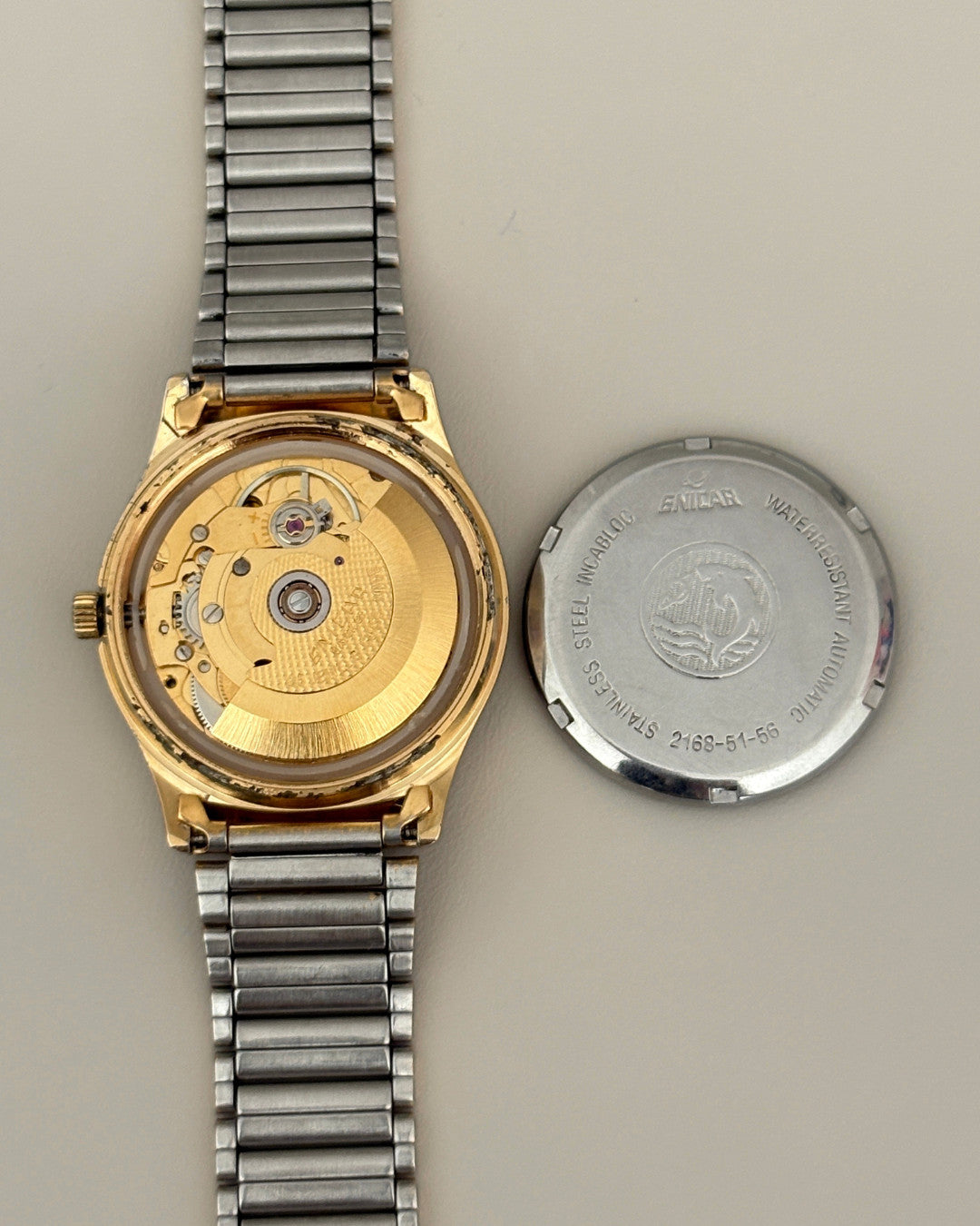 Enicar Ocean Pearl TV Case Day Date 25J Automatic Men’s Watch 1970s Swiss image 14