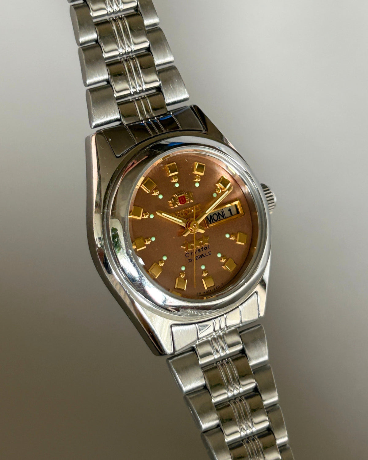 Orient Three Star Brown Dial 21J Automatic Vintage Watch Japan image 5