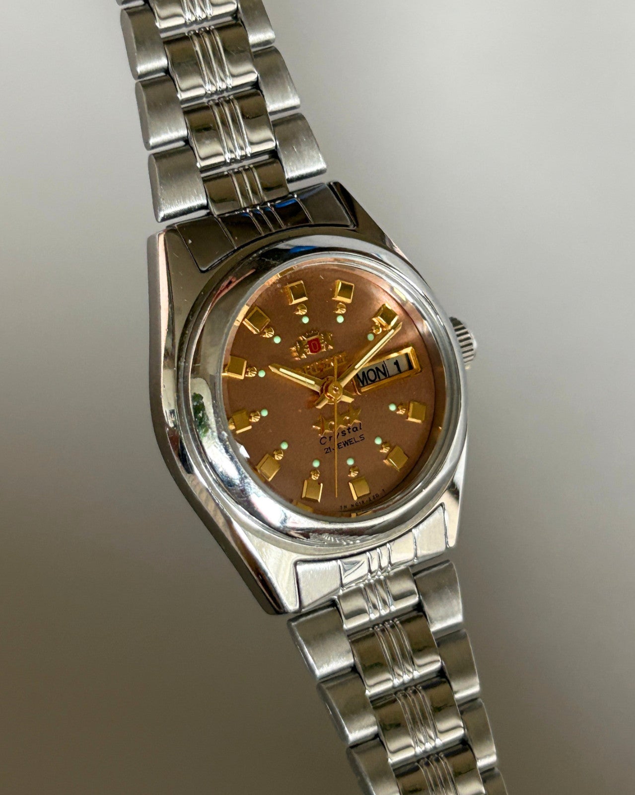 Orient Three Star Brown Dial 21J Automatic Vintage Watch Japan image 5