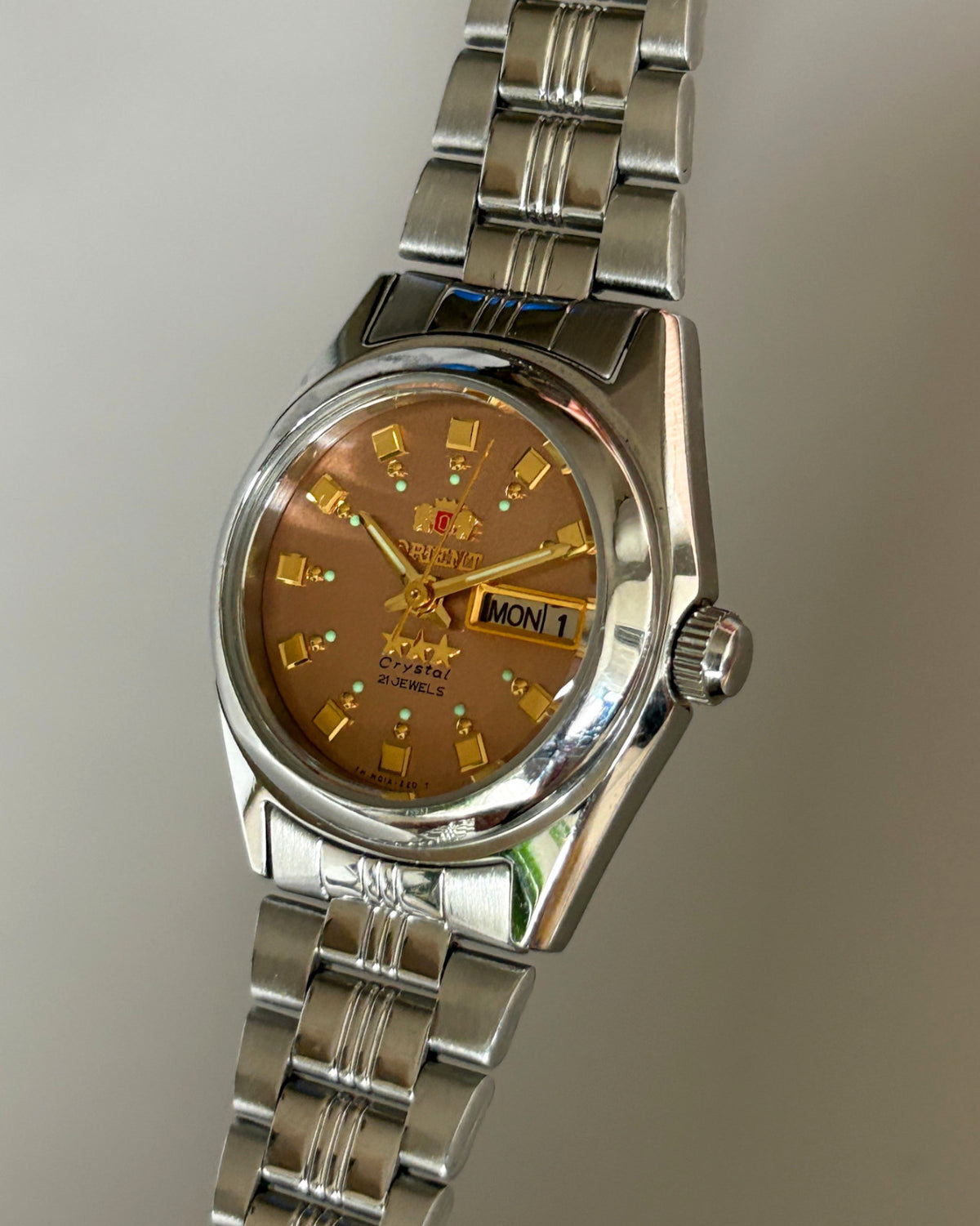 Orient Three Star Brown Dial 21J Automatic Vintage Watch Japan image 7